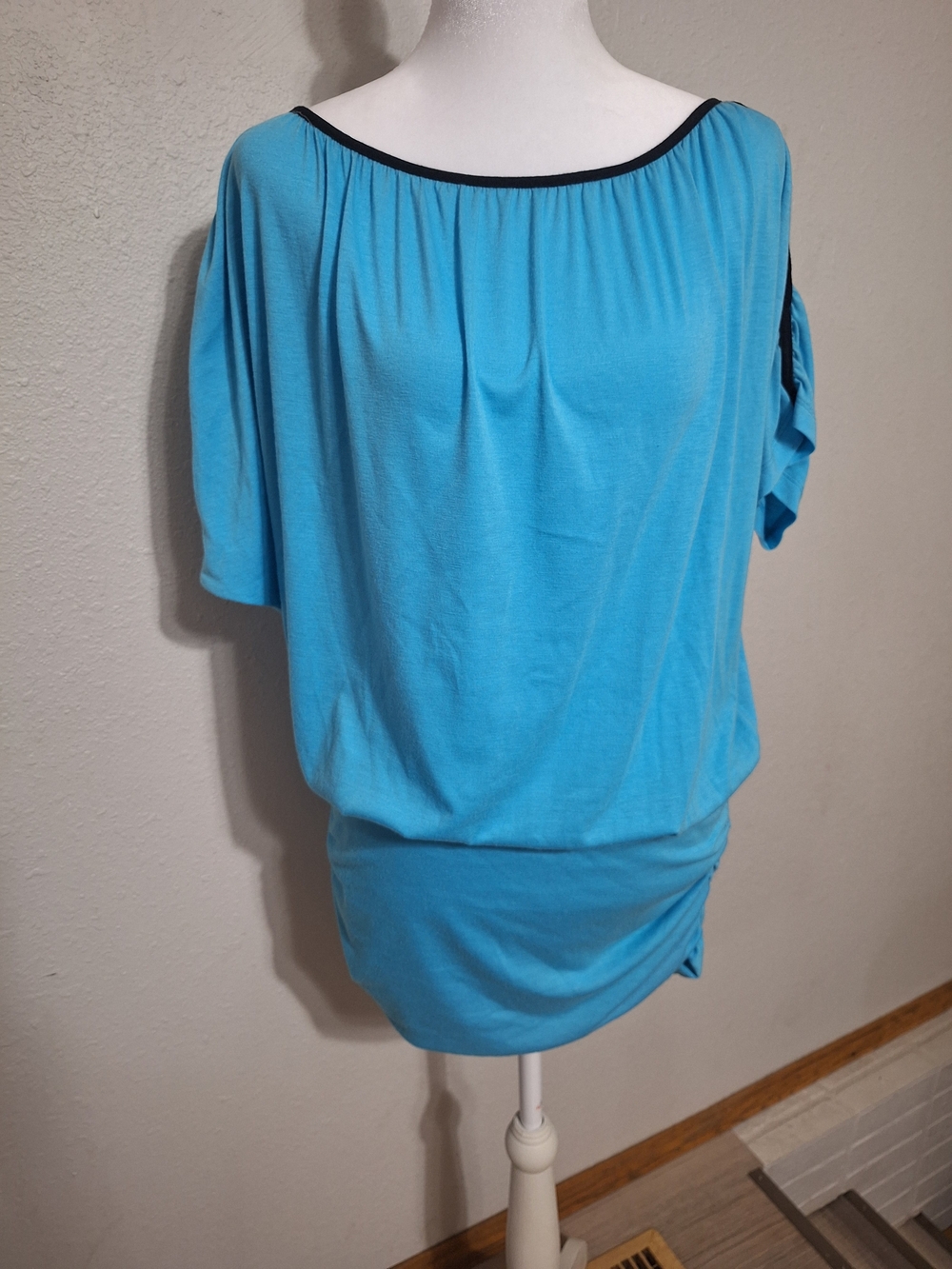 Vanity Bright Blue Boatneck Top/dress with Black Trim